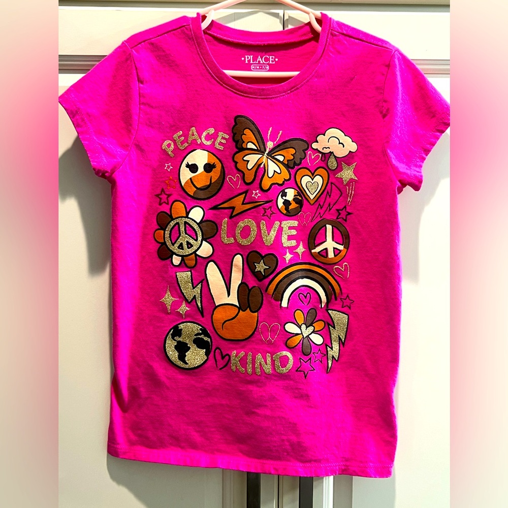 Children’s Place “Peace, Love, Kind” shirt. Size 7/8